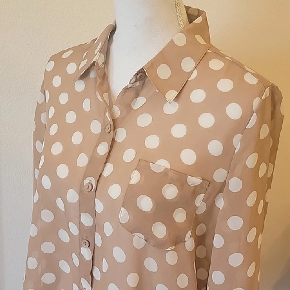 🍃 Timing womens blouse top shirt sheer M - Picture 2 of 5